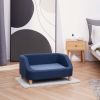 Bennett Linen Sofa Dog Bed with Removable Cushion for Pets Up to 66 lbs, Navy