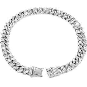 Diamond Hip Hop Dog Collar Necklace (Option: Silver-8inch 20cm)