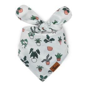 Pet Scarf Summer Pattern Dog Saliva Towel (Option: Green Potted Plant-S)