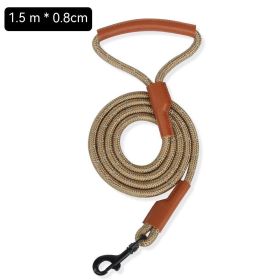 New Dog Breast Strap Saddle Pet Harness Breathable Reflective Dog Suspenders Pet Hand Holding Rope Wholesale (Option: Brown Leather Round Rope-M)