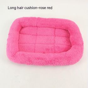 Teddy Bichon Cage Mat Small And Medium Dog Mat TeddyPomeranian Cotton Cushion (Option: Rose Red Long Hair-S Small About 38X27CM)