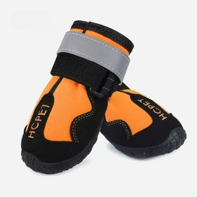 Pet Dog Night Reflective Kick-resistant Mountaineering Waterproof Shoes (Option: Orange H Label-3)