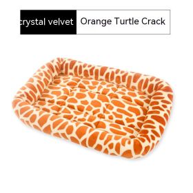 Teddy Bichon Cage Mat Small And Medium Dog Mat TeddyPomeranian Cotton Cushion (Option: Crystal Velvet Orange Turtle-XL Extra Large 9050cm)