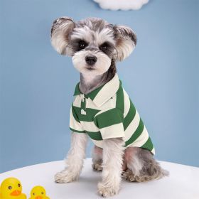 Pet Dog Polo Shirt Striped Beaded Lapel Elastic (Option: Green Stripes-XS)