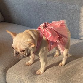 Mesh Dress Skirt Dogs And Cats Bow Pearl (Option: Pink-M)