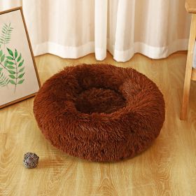 Pet Kennel Plush Long Wool (Option: Brown-40cm300k)