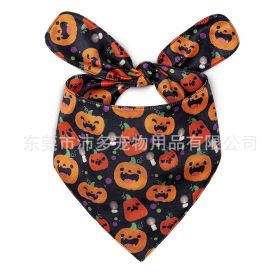 Pet Triangle Halloween Dog Saliva Towel Double Layer (Option: Pumpkin Head-M)