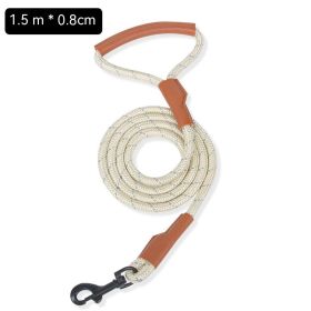 New Dog Breast Strap Saddle Pet Harness Breathable Reflective Dog Suspenders Pet Hand Holding Rope Wholesale (Option: Beige Leather Round Rope-S)