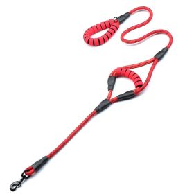 Nylon Woven Reflective Round Rope Double Handle Dog Hand Holding Rope (Option: Flower Handle Red-150x1.2cm)