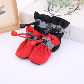 4pcs Dog Shoes; Large Pet Waterproof Chihuahua Anti-slip Boots Puppy Cat Socks Botas S/M/L/XL (Color: Black)