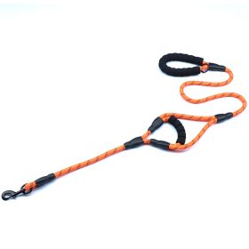 Nylon Woven Reflective Round Rope Double Handle Dog Hand Holding Rope (Option: Orange-150x1.2cm)