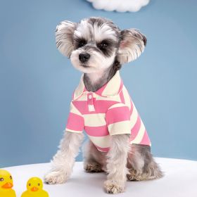 Pet Dog Polo Shirt Striped Beaded Lapel Elastic (Option: Pink Stripes-XS)