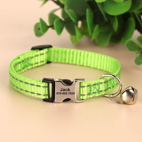 Engraved Anti Slip Reflective Cat Neck Collar (Color: Green)