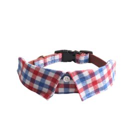 Pet Supplies Gentleman Dog Collar Bow Tie Detachable (Option: Red And White Plaid-L)