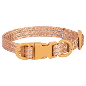 Double D Ring Release Buckle Webbing Dog Collar Reflective (Option: Khaki-L)