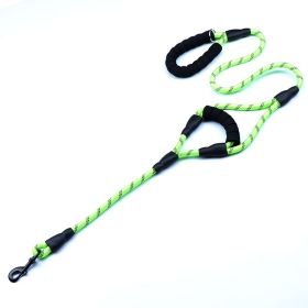 Nylon Woven Reflective Round Rope Double Handle Dog Hand Holding Rope (Option: Green-180x1.2cm)