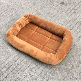 Teddy Bichon Cage Mat Small And Medium Dog Mat TeddyPomeranian Cotton Cushion (Option: Crystal Velvet Brown-M Medium About 54X40CM)