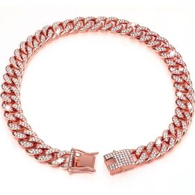 New Diamond Golden Dog Collar (Option: Rose Gold-16inch 40cm)