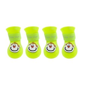 Cartoon Pet Boots Silicone Waterproof Non-slip Soft Bottom Summer Cat Supplies (Option: Fluorescent Yellow-L)