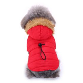 Dog Winter Clothing Coat Reflective Cotton (Option: DZ172 Red-L)