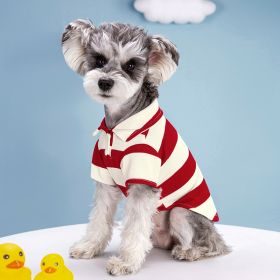 Pet Dog Polo Shirt Striped Beaded Lapel Elastic (Option: Red Stripe-3XL)