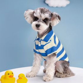 Pet Dog Polo Shirt Striped Beaded Lapel Elastic (Option: Blue Stripes-M)