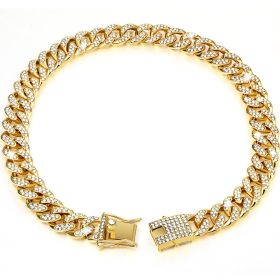 Diamond Hip Hop Dog Collar Necklace (Option: Gold-16inch 40cm)